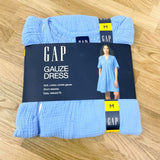 NWT Wmns GAP 100% Cotton Blue Tiered Short Sleeve Casual Boho Gauze Dress Sz M