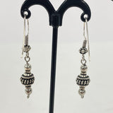 Sterling Silver Ethnic Bali-Bead Style 1 3/4" Long Dangle Earrings, 4.53g