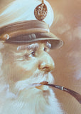 Large 24 x 36 Sea Captain & Ship Oil On Canvas by P Jenkens