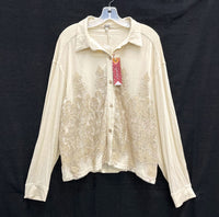 NWT Wmns GIMMICKS by Buckle Beige Lace Overlay Button Up Top Sz XL MSRP$62.95