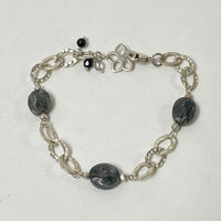 925 Sterling Silver Kyanite Station Bracelet With Lobster Claw Clasp 9.70 Grams