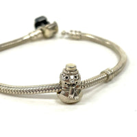 6.5" Pandora Sterling Silver Charm Bracelet with Snowman Charm, 17.21g