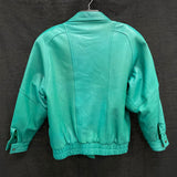 Wmns 90s Vintage JACQUELINE FERRAR Green Genuine Leather Moto Jacket Sz M