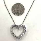 17.5-18.5" Sterling Silver Heart Pendant Necklace w/ White Sapphire Accents, 4g