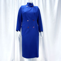 Wmns 80s Vintage Britanny Originals 100% Wool Blue Double Breasted Coat No Sz