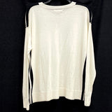 NWT Banana Republic Ivory White Black Accent Stripe Crewneck Sweater Womens Sz S