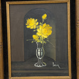 Framed Impasto Still Life Oil on Canvas with Flowers by Sandler - Velvet Matting