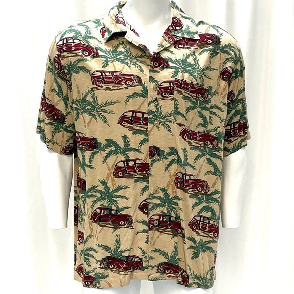 Men's Pendleton Beige Tropical Print Shirt Sz XL