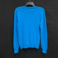 Wmns LORD & TAYLOR 100% Cashmere Blue V-Neck Pullover Knit Sweater Sz M