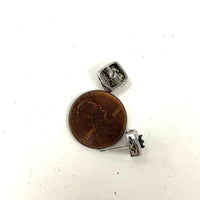 Sterling Silver Square Knot Design Post Studs w/ Blue Diamond Accents, 2.22g