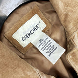 Wmns Y2k CHEROKEE Tan Genuine Suede Leather Button Up Collared Jacket Sz XL