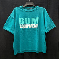 90s Vintage BUM EQUIPMENT 100% Cotton Teal Singlestitch Logo Tee Shirt Sz L