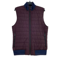 Mens PERRY ELLIS Burgundy & Blue Gorpcore Outdoor Quilted Puffer Vest Sz S