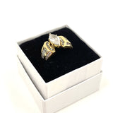 14K Yellow Gold Marquis Cut CZ Ring Size 8 - 6.78g