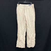 NWT Wmns LANDS' END 100% Linen Beige High Rise Wide Leg Pants Sz 12