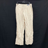 NWT Wmns LANDS' END 100% Linen Beige High Rise Wide Leg Pants Sz 12