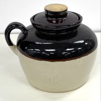 Brown & White Glazed Pottery Jug w Lid