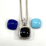 925 Sterling Silver Changeable Gemstone Pendant Includes 3 Gemstones 5.53 Grams