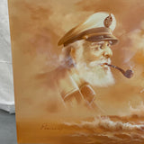 Large 24 x 36 Sea Captain & Ship Oil On Canvas by P Jenkens