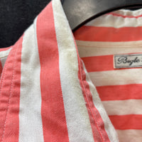 Mens 90s Vintage BUGLE BOY Co. Coral Striped Short Sleeve Button Up Shirt Sz XL