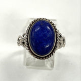 Sterling Silver 14x10mm Blue Lapis Lazuli Ring, Size 7 3/4, 4.21g