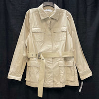 NWT Wmns TOMMY HILFIGER 100% Cotton Khaki Cargo Utility Jacket Sz 1X MSRP$98