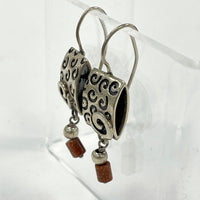 SILPADA Sterling Silver Etched Swirl Sandstone Dangle Earrings W0895