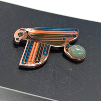 Amar & Riley Rose Gold Tone, Enamel & Green Aventurine Falcon Tac Pin 1" NWT