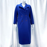 Wmns 80s Vintage Britanny Originals 100% Wool Blue Double Breasted Coat No Sz