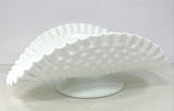 Fenton White Glass Curved Textured Serving Platter w Pedestal