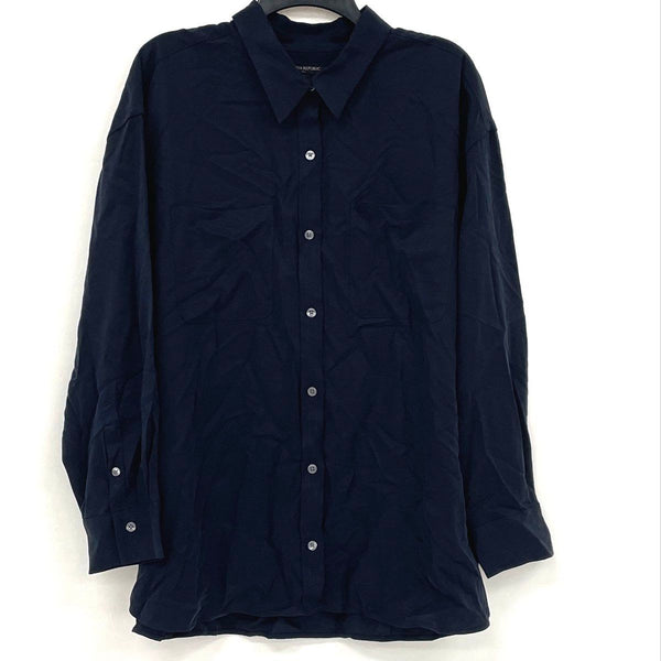 NWT Banana Republic Dark Blue Button Front Shirt Women’s Sz XL