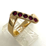 14K Yellow Gold Abstract 5 Stone Ruby Ring Size 7.5, 4.89g