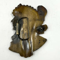 VNTG 70s Alphonse Mucha Art Nouveau Repro Bergamot Brass Works E-60 Belt Buckle