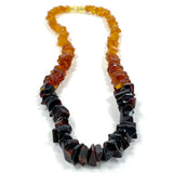 8-12mm Amber Nugget Graduated Color Ombre Necklace 20"