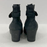 Ugg Indra Black Leather Wedge Ankle Boots Women's Sz 8