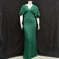 NWT Wmns RICKIE FREEMAN TERI JON Emerald Green Formal Cape Dress Sz 12 MSRP$560