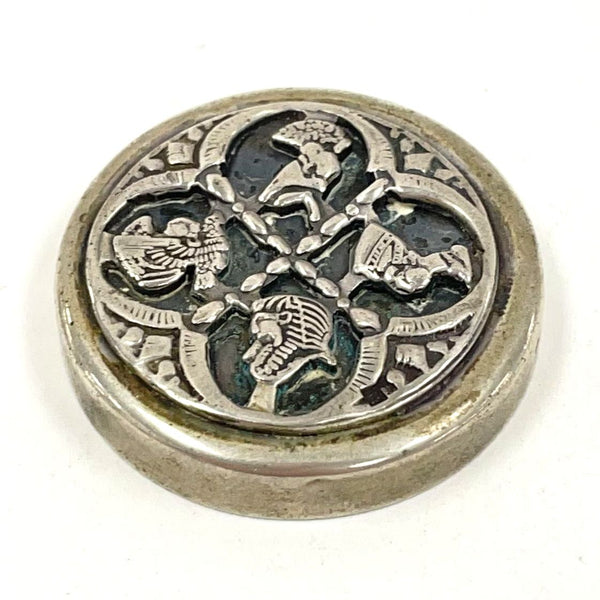 Vintage 88% Silver Egyptian-Made 1 1/4" Diameter Lid With Iconic Busts, 8.92g