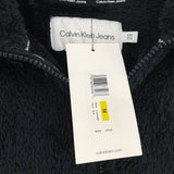 NWT Wmns CALVIN KLEIN Jeans Black Soft Plush Fleece Zip Up Sweater Sz M