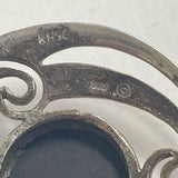 Sterling Silver Celtic Style Brooch with Black Onyx - 8.81g