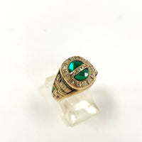 10K Yellow Gold Jostens Green Spinel & Glass Accent Class Ring Size 6.25, 8.08g