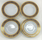 18pc Sorelle Fine Porcelain White Blue & Gold Patterned Dish Set