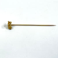 Vintage 14K Stick Pin w 22K+ Gold Nuggets & River Pearl, 1.57g