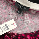 NWT Wmns TALBOTS Pink & Burgundy Print Button Up Cardigan Sweater Sz X MSRP$79