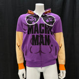 Mens MACHO MAN Randy Savage WWE Costume Zip Over Mask Hoodie Sweater Sz L