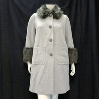 NWT Wmns KATE SPADE Layer of Meaning Gray Wool Faux Fur Trim Coat Sz 12 MSRP$798