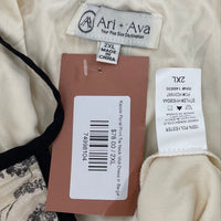 NWT Ari + Ava Beige & Black Kassie Floral Tie Neck Midi Dress Women’s Sz 2X