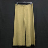 NWT Wmns BELLA DAHL Linen Olive Green Knit Wide Leg Cropped Pants Sz L MSRP$194