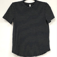 Lululemon Black White Striped Short Sleeve Athletic Shirt Women’s Sz 4