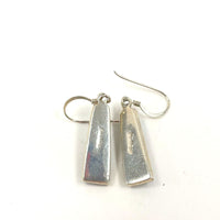 Sterling Silver 1.5" Long Rainbow Silica Stone Bezel Dangle Earrings, 3.31g