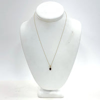 10K Yellow Gold Garnet and Diamond Accent Pendant Necklace 18" 1.32g